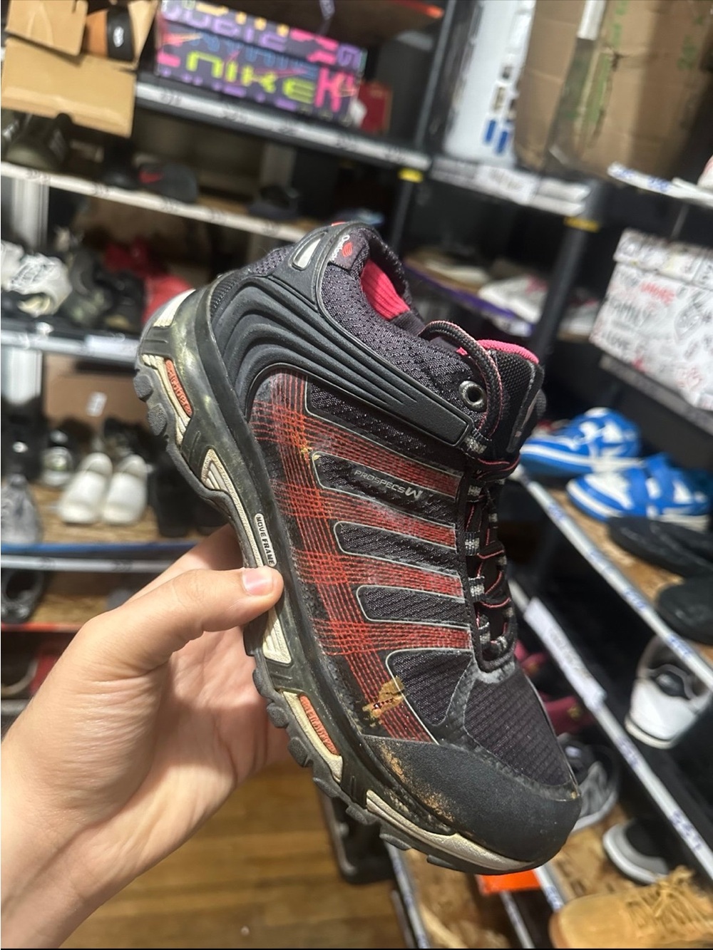 Men's Black and Red Trail Runner Shoe